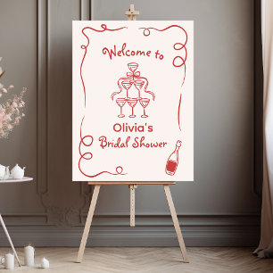 Hand Drawn Whimsical Red Bridal Shower Poster