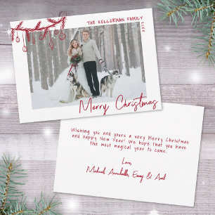Hand Drawn Whimsical Red Merry Christmas Holiday Card