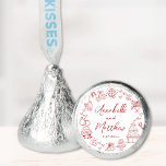 Hand Drawn Whimsical Red Wedding Hershey®'s Kisses®<br><div class="desc">Personalized Red Wedding Doodles Hershey’s Kisses Sticker. This fun and playful sticker is designed to fit perfectly on the bottom of Hershey’s Kisses favors. It features quirky hand-drawn doodle illustrations in red, including a champagne tower, wedding cake, disco ball, hearts, wedding bells, rings, cameras, and more—adding a joyful and whimsical...</div>
