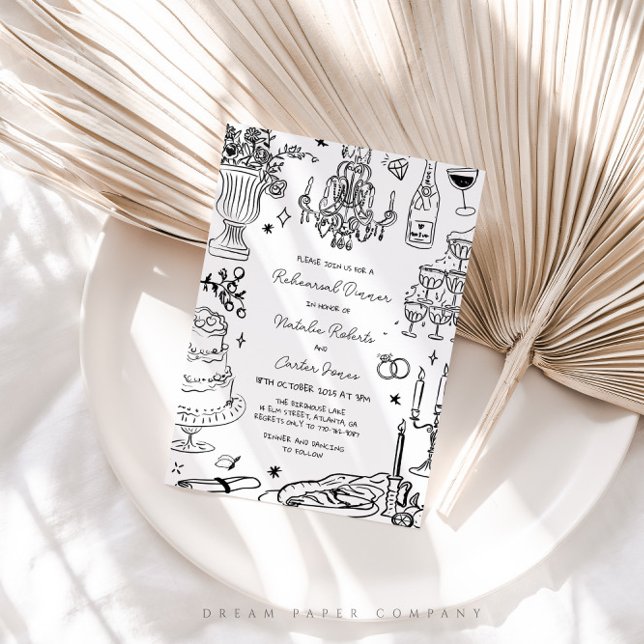 Hand Drawn Whimsical Rehearsal Dinner Invitation (Creator Uploaded)