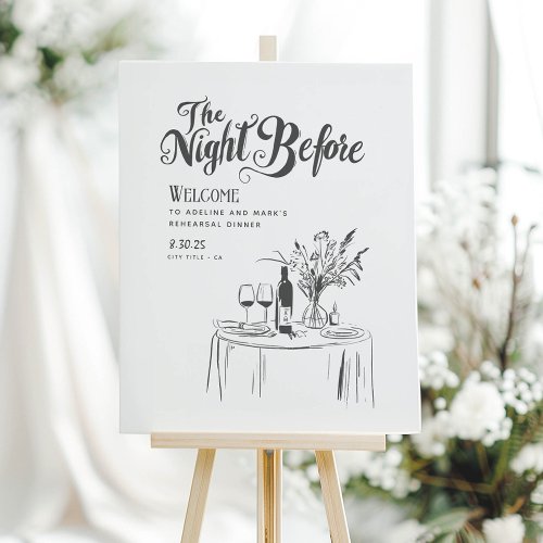 Hand Drawn Whimsical Rehearsal Dinner Welcome Foam Board