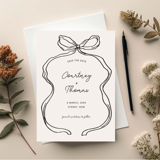Hand Drawn Whimsical Ribbon Border Save the date Invitation (Creator Uploaded)