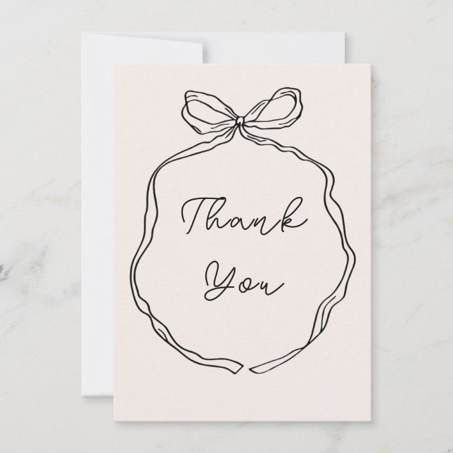Hand Drawn Whimsical Ribbon Border Thank you Card (Front)