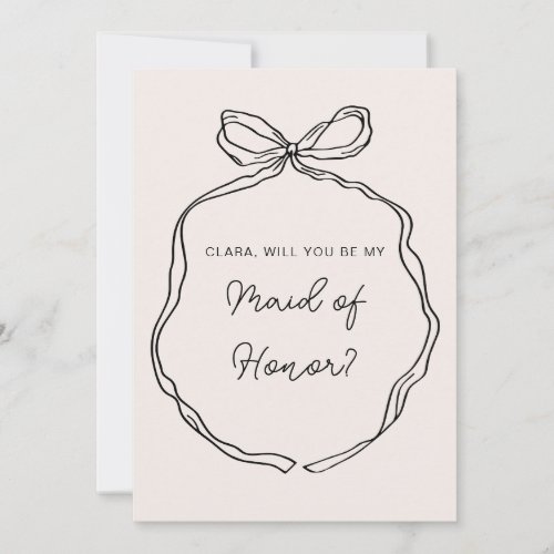 Hand Drawn Whimsical Ribbon bridesmaid card