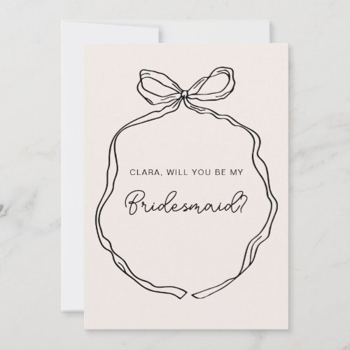 Hand Drawn Whimsical Ribbon bridesmaid card