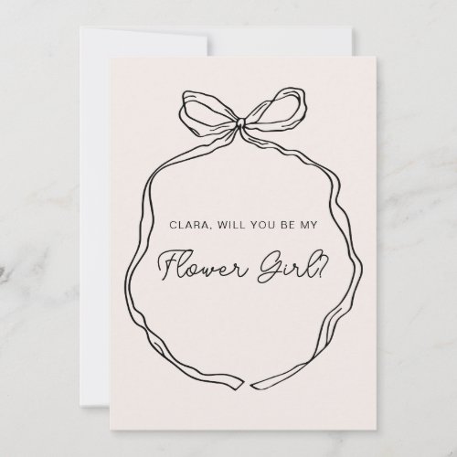 Hand Drawn Whimsical Ribbon flower girl card