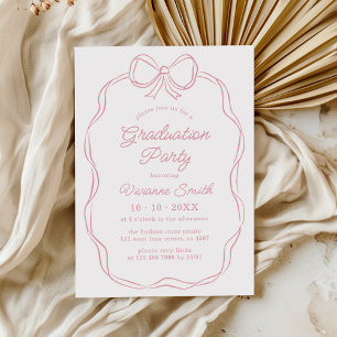 Hand Drawn Whimsical Ribbon Graduation Party Invitation