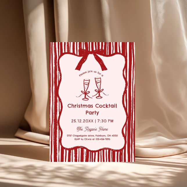 Hand Drawn Whimsical Stripped Frame Christmas Invitation (Creator Uploaded)