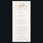 Hand Drawn Whimsical Tabletop Pastel Wedding Menu<br><div class="desc">Elevate your wedding reception with our Whimsical Wedding Menu Card, designed to perfectly complement your hand-drawn floral stationery suite. Featuring the same delicate florals, soft pastel hues, and playful wavy lines, this menu card adds an elegant yet whimsical touch to your tabletop decor. With its gentle, flowing design, the menu...</div>
