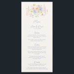 Hand Drawn Whimsical Tabletop Pastel Wedding Menu<br><div class="desc">Elevate your wedding reception with our Whimsical Wedding Menu Card, designed to perfectly complement your hand-drawn floral stationery suite. Featuring the same delicate florals, soft pastel hues, and playful wavy lines, this menu card adds an elegant yet whimsical touch to your tabletop decor. With its gentle, flowing design, the menu...</div>