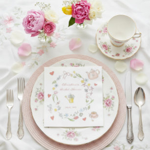 Hand Drawn Whimsical Tea Bridal Shower Napkins