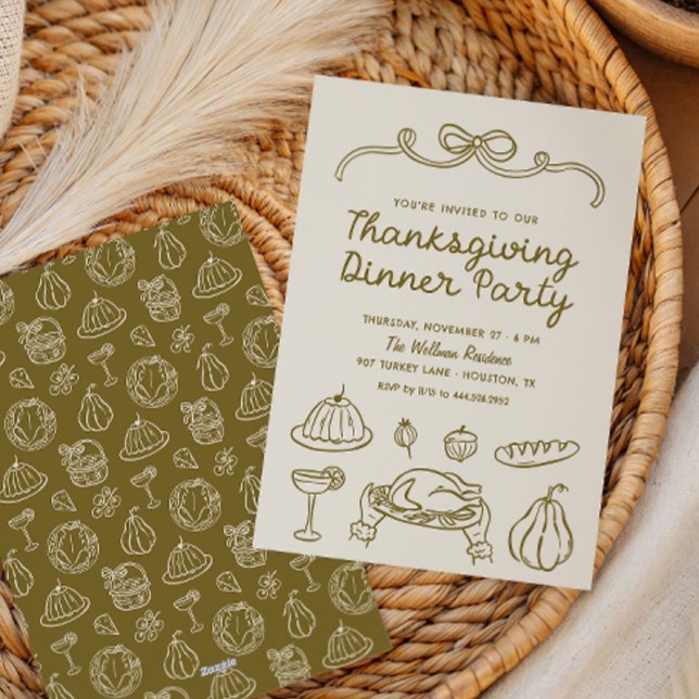 Hand Drawn Whimsical Thanksgiving Dinner Invite (Creator Uploaded)
