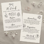 Hand Drawn Whimsical Vintage Wedding Details Enclosure Card<br><div class="desc">Vintage-Inspired Hand-Drawn Whimsical Wedding Details Enclosure Card. This playful and charming design features a soft off-white or aged background, giving it a timeless and vintage feel. A hand-drawn bow at the top sets a fun tone, surrounded by delightful illustrations such as a champagne glass, dining flatware, wedding cake, party disco...</div>