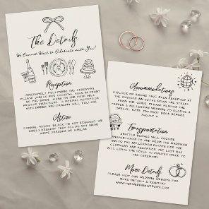 Hand Drawn Whimsical Vintage Wedding Details Enclosure Card