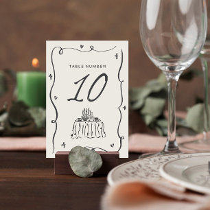 Hand Drawn Whimsical Wavy Frame Wedding Table Number