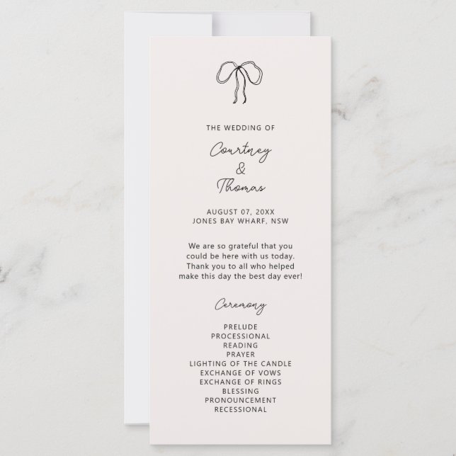 Hand Drawn Whimsical Wedding Ceremony Program (Front)