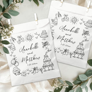 Hand Drawn Whimsical Wedding Favor Bag