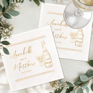 Hand Drawn Whimsical Wedding Foil Napkins