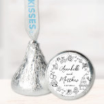 Hand Drawn Whimsical Wedding Hershey®'s Kisses®<br><div class="desc">Personalized Wedding Doodles Hershey’s Kisses Sticker. This fun and playful sticker is designed to fit perfectly on the bottom of Hershey’s Kisses favors. It features hand-drawn doodle illustrations like a champagne tower, wedding cake, disco ball, hearts, bells, rings, and more, giving it a quirky and lighthearted vibe. In the center,...</div>