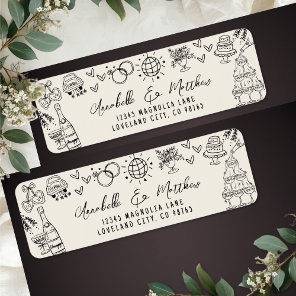Hand Drawn Whimsical Wedding Return Address Label