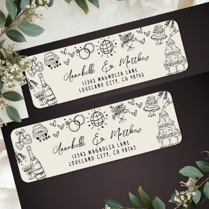 Hand Drawn Whimsical Wedding Return Address Label