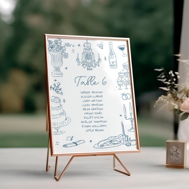 Hand Drawn Whimsical Wedding Seating Chart Table Number (Creator Uploaded)