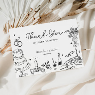 Hand Drawn Whimsical Wedding Thank You Enclosure Card