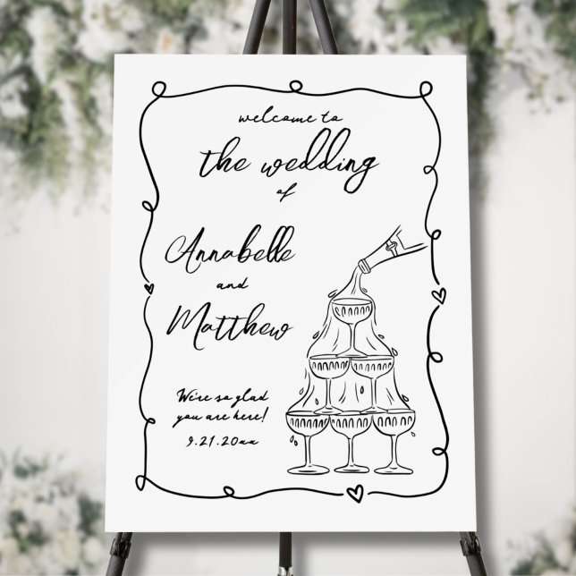 Hand Drawn Whimsical Wedding Welcome Sign (Hand Drawn Whimsical Wedding Welcome Sign)