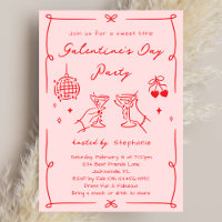 Hand Drawn Whimsy Pink & Red Galentine's Day Party