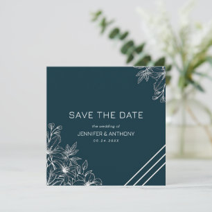 Hand Drawn White Leaves Save The Date