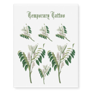 Hand drawn white licorice flowers sketch temporary tattoos