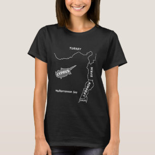 Hand-drawn white line map of Cyprus & neighboring T-Shirt
