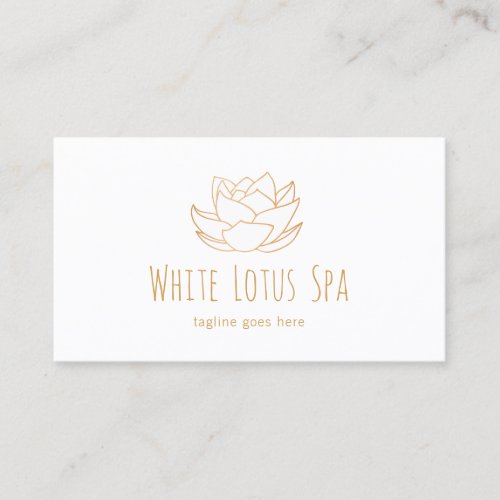Hand Drawn White Lotus Flower Wellness Spa Business Card
