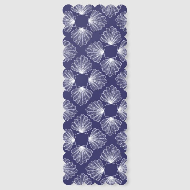 Hand-drawn White Shells on Navy Bookmarks (Front)
