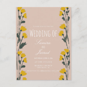 Hand-Drawn Wild Floral Botanical Vintage Wedding Postcard