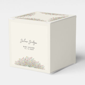 Hand Drawn Wildflower Baby Shower  Favor Boxes