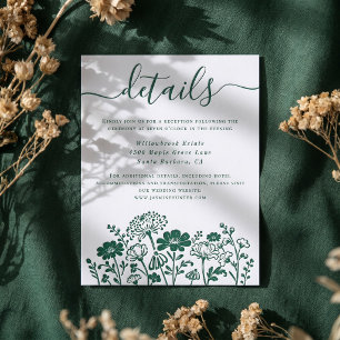 Hand-Drawn Wildflower Floral Botanical Wedding Letterpress Enclosure Card