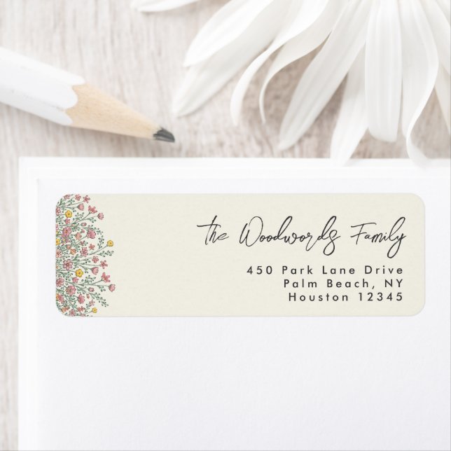 Hand Drawn Wildflower Return Address Label (Insitu)