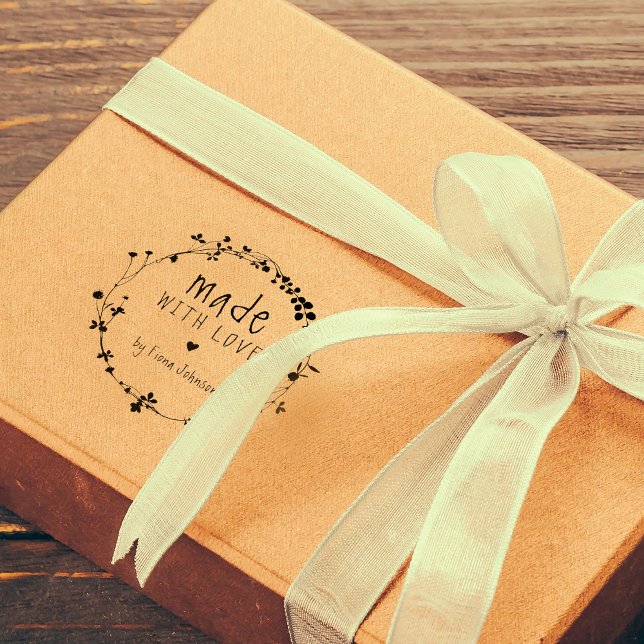 Hand Drawn Wildflower Wreath Made with Love Rubber Stamp (Creator Uploaded)