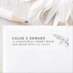 Hand-drawn Wildflowers Branch Elegant Label