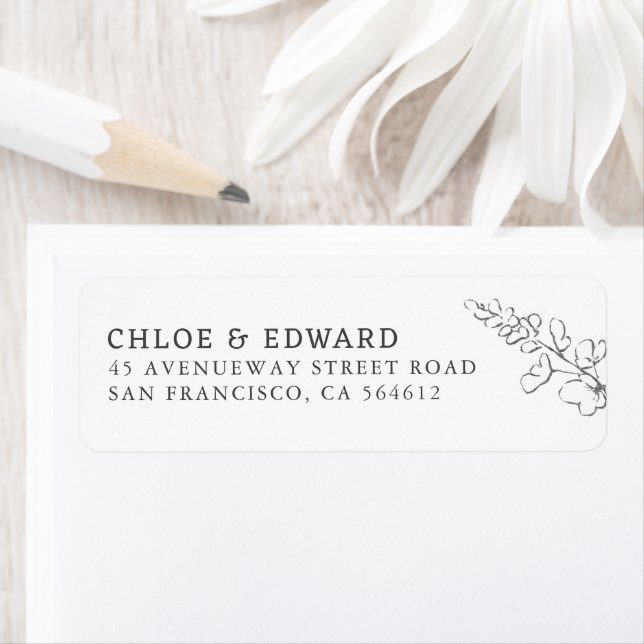 Hand-drawn Wildflowers Branch Elegant Label (Insitu)