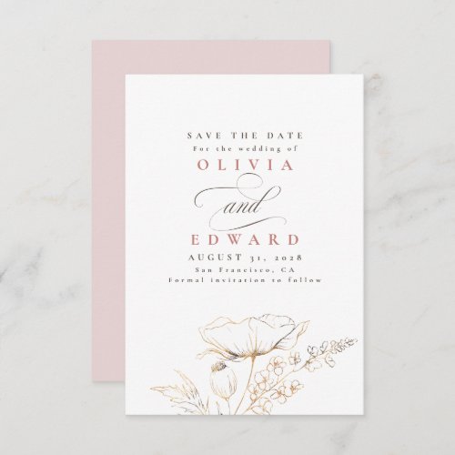 Hand_drawn Wildflowers Dusty Pink Save the Date