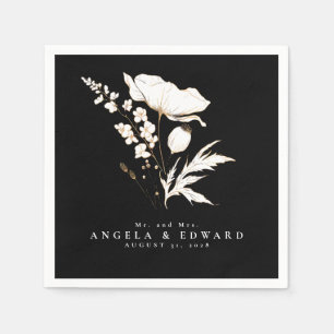 Hand-drawn Wildflowers Elegant Minimalist Wedding Napkins
