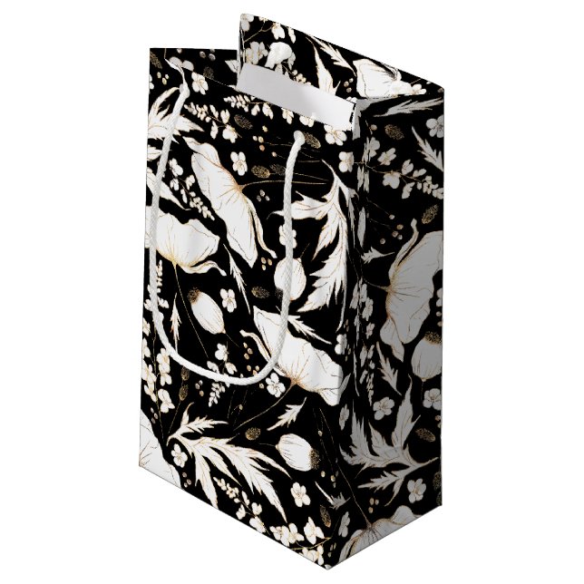 Hand-drawn Wildflowers Elegant Modern Gold Small Gift Bag (Back Angled)