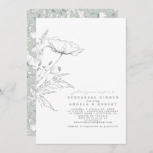 Hand-drawn Wildflowers Elegant Rehearsal Dinner Invitation
