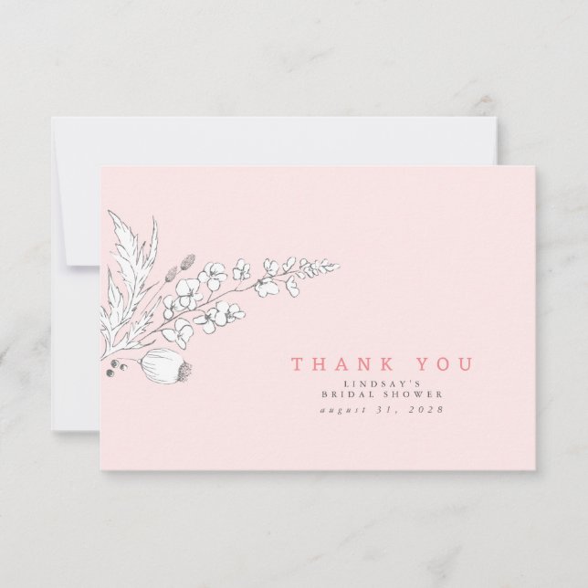 Hand-drawn Wildflowers Elegant Thank You (Front)