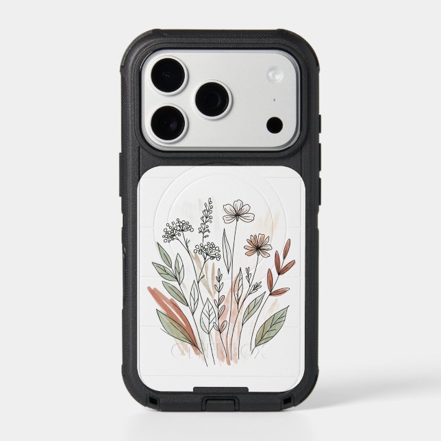 Hand-Drawn Wildflowers & Leaves Phone Case (Back)