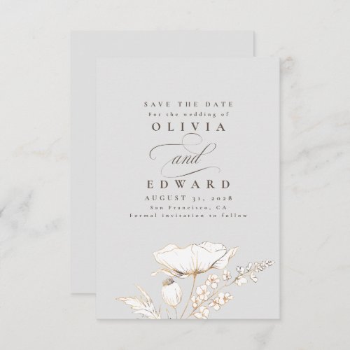 Hand_drawn Wildflowers Light Grey Save the Date