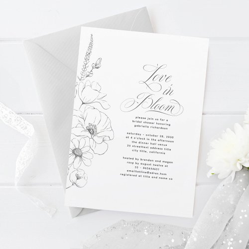 Hand_drawn Wildflowers Minimalist Bridal Shower Invitation