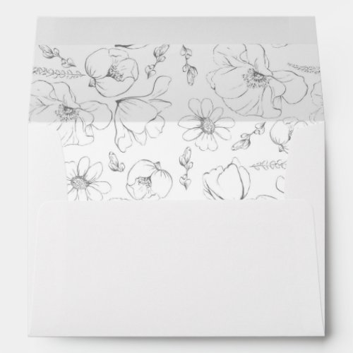 Hand_drawn Wildflowers Pattern Botanical Elegant Envelope
